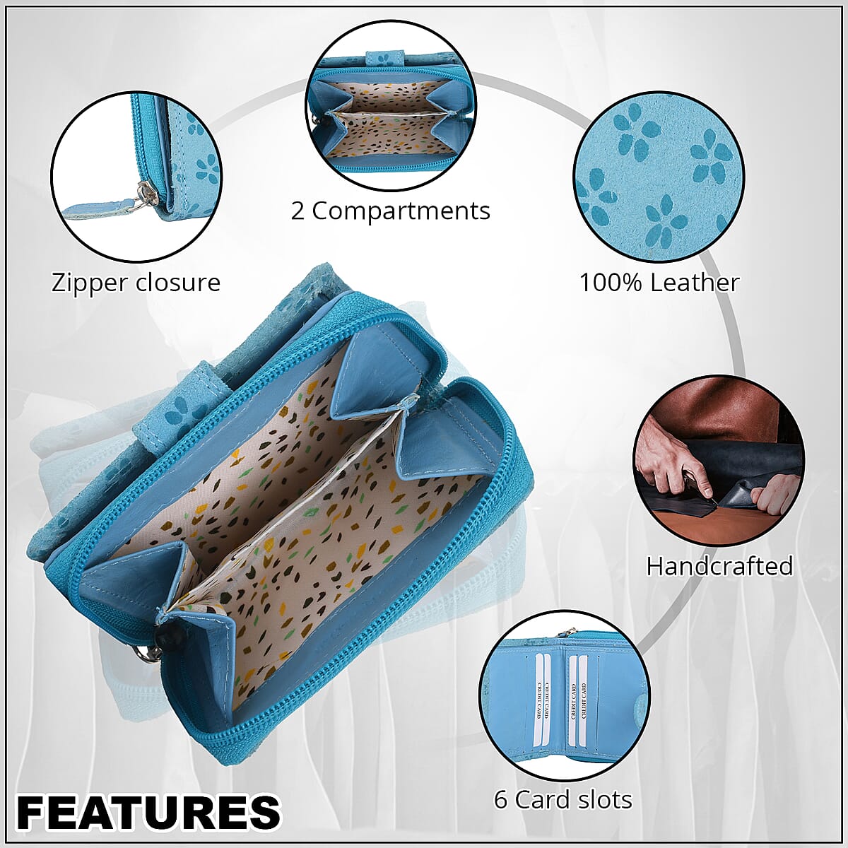 UNION CODE Black Genuine Leather Wallet (4.33"x0.78"x3.54") image number 3