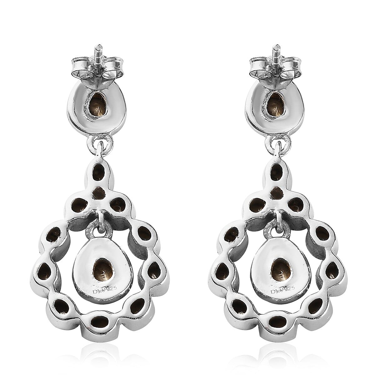 ARTISTRY Polki Collection 1.50 ctw Polki Diamond & Enameled Earrings in Platinum Over Sterling Silver image number 3
