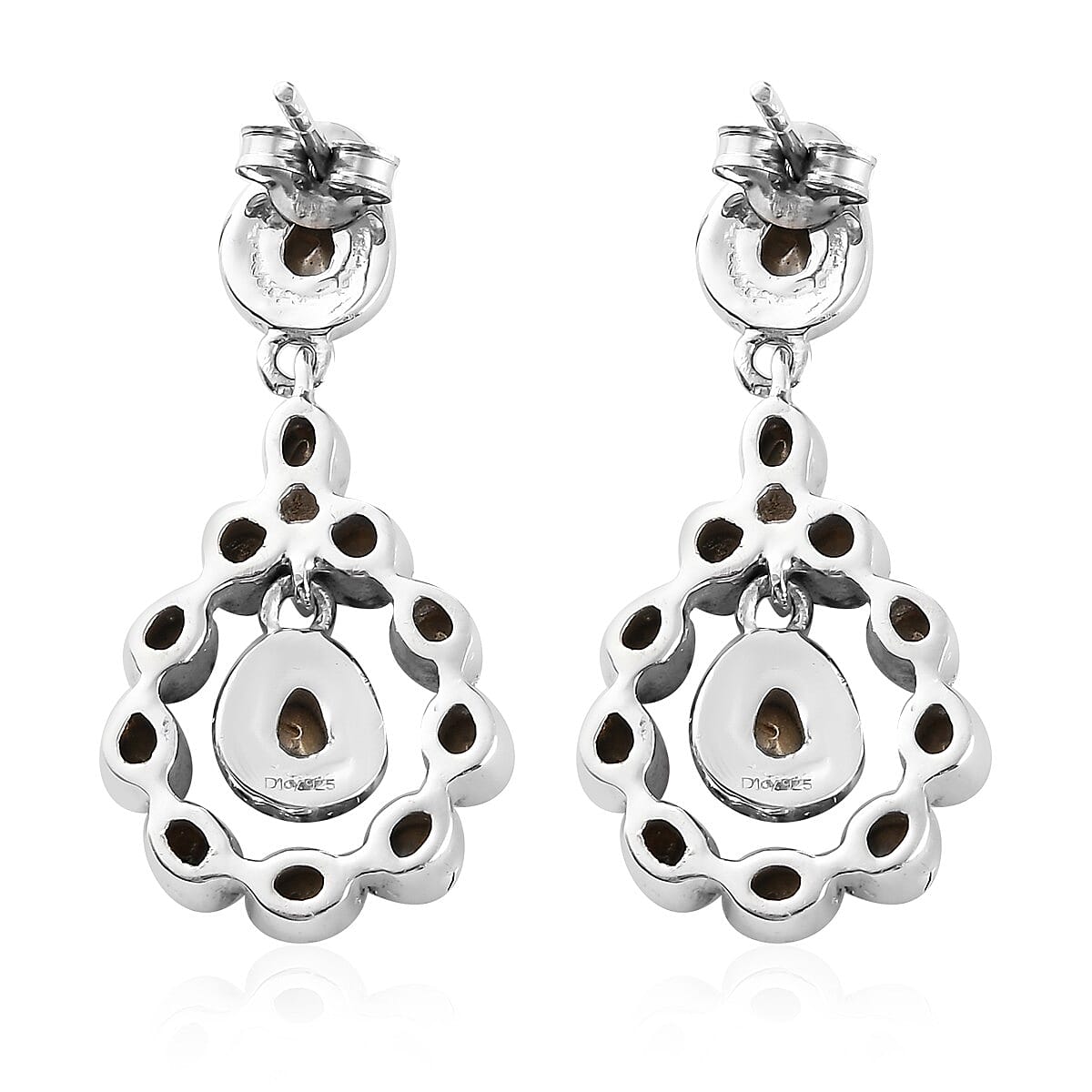 Artistry Polki Collection Polki Diamond & Enameled Earrings in Platinum Over Sterling Silver 1.50 ctw image number 3