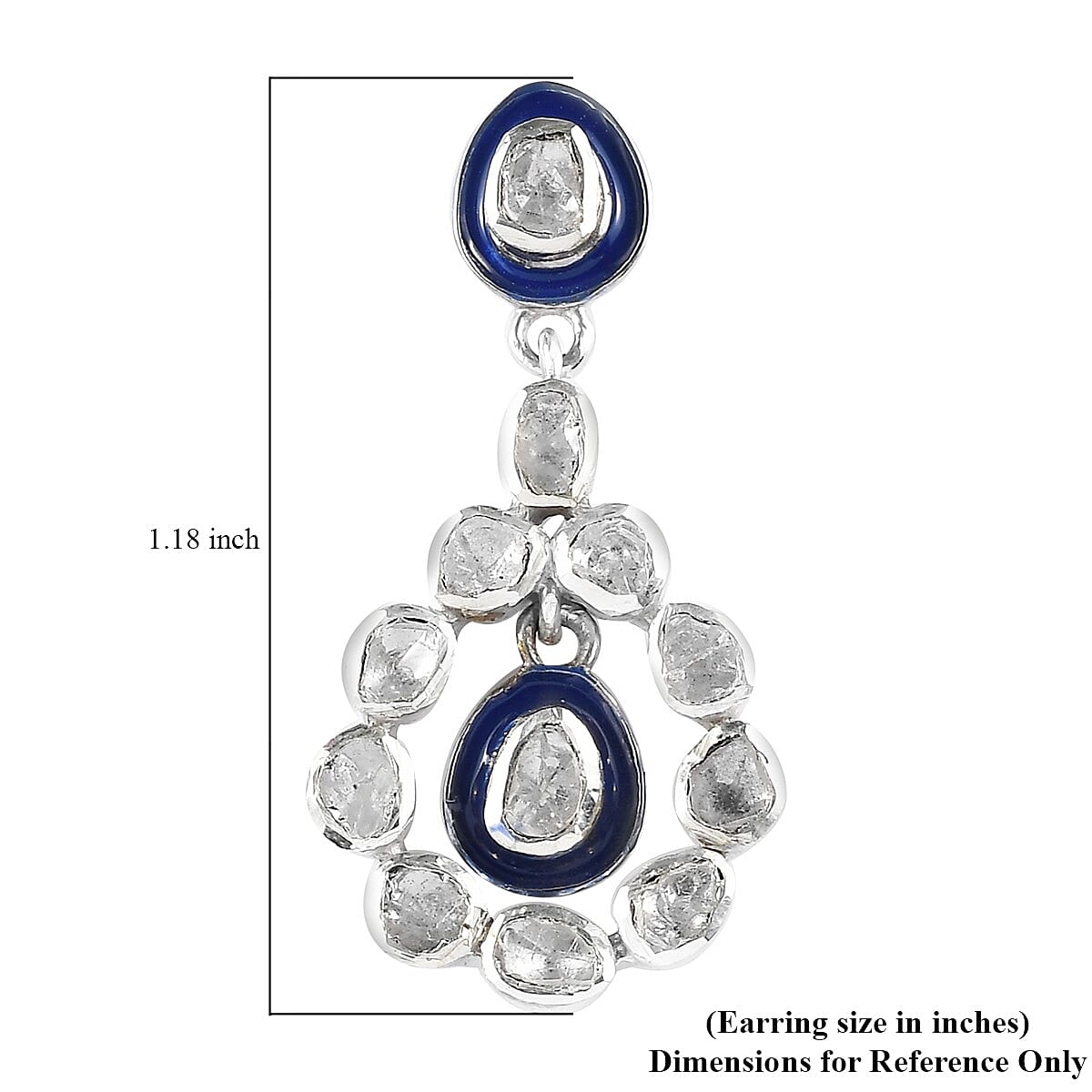 Artistry Polki Collection Polki Diamond & Enameled Earrings in Platinum Over Sterling Silver 1.50 ctw image number 4