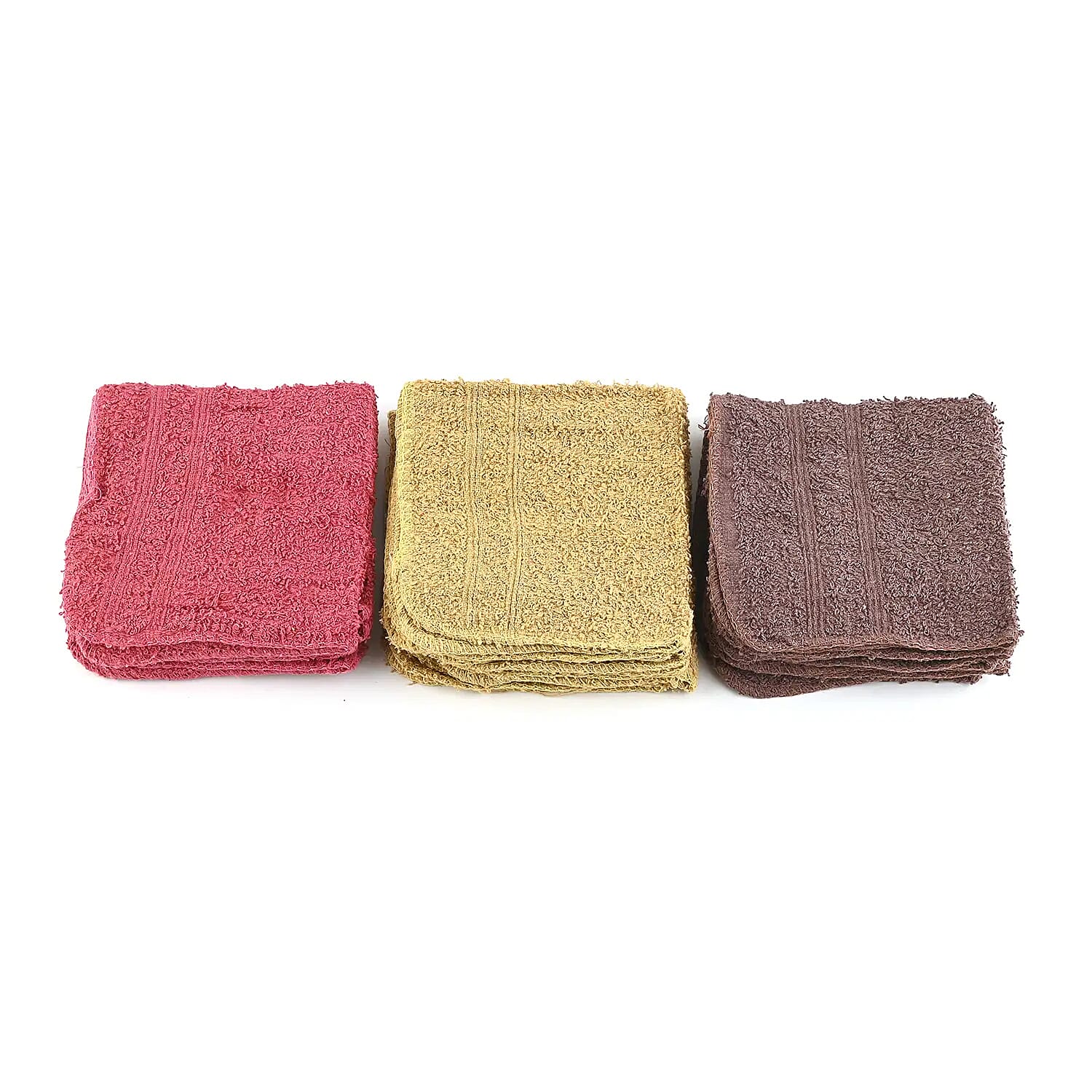 Northpoint Pack of 12 Wash Clothes in Brown, Yellow, Red Color, Basic Cleaning Clothes, Washable And Reusable Wash Clothes