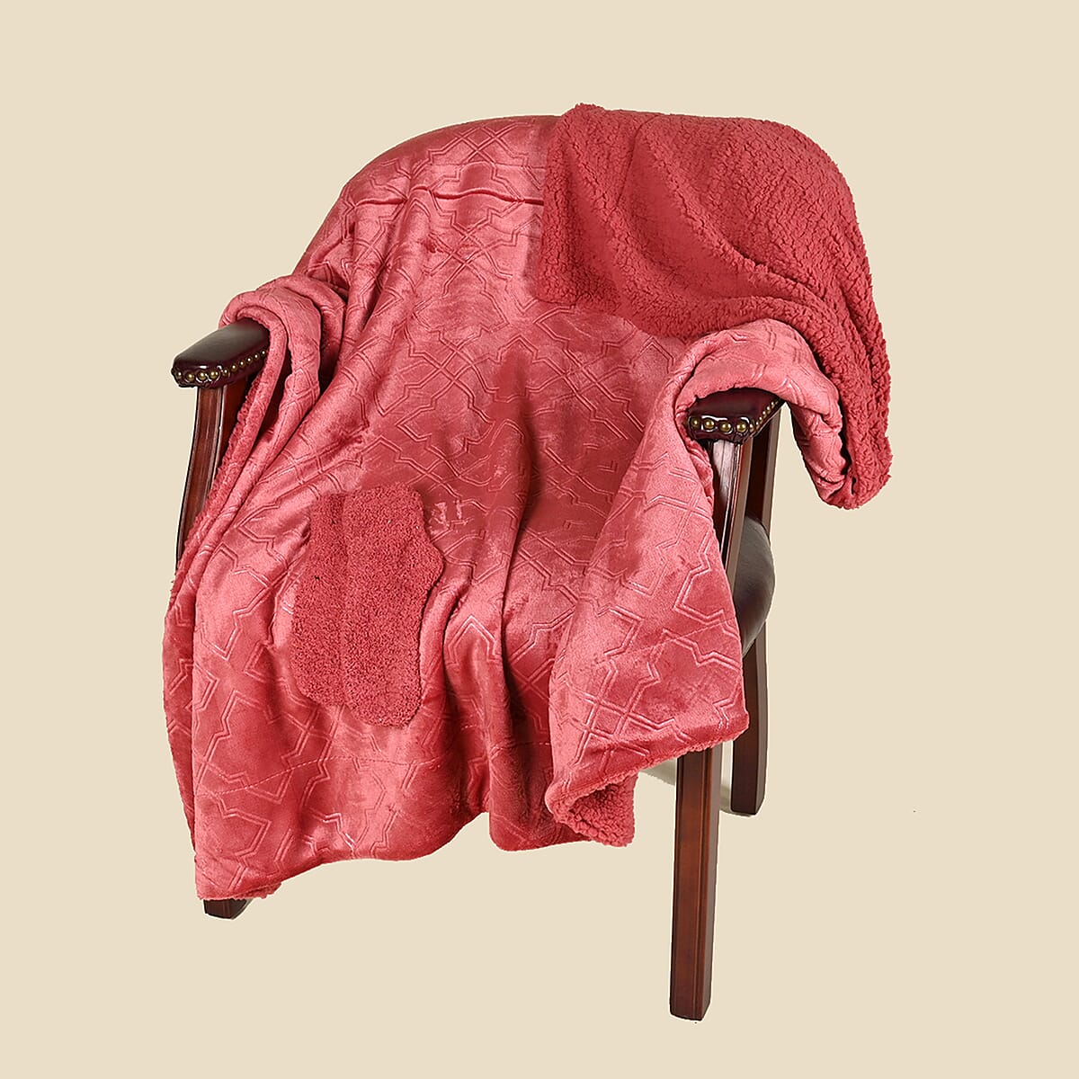 ARDOUR 2pc Gift Set Pink Sherpa Throw with Bonus Socks Set  (One Size Fits Most) image number 1