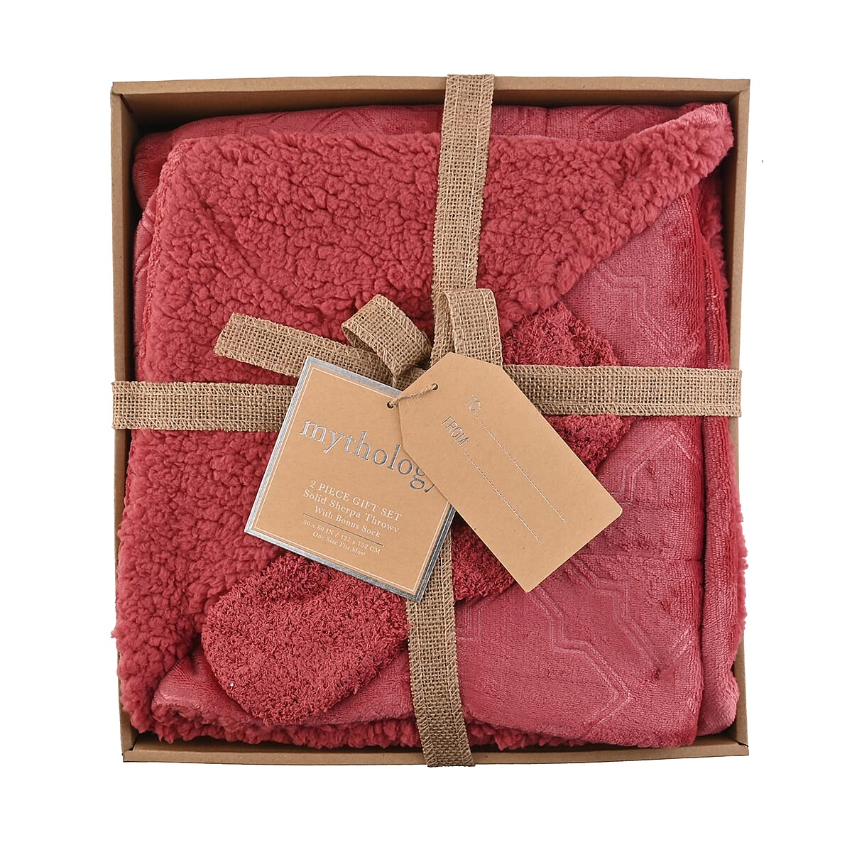 ARDOUR 2pc Gift Set Pink Sherpa Throw with Bonus Socks Set  (One Size Fits Most) image number 2