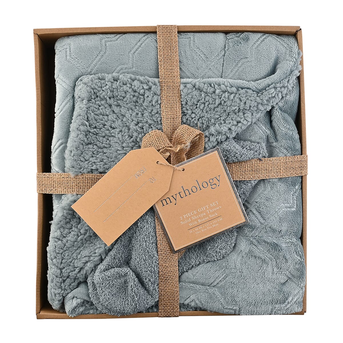 ARDOUR 2pc Gift Set Slate Sherpa Throw with Bonus Socks Set  (One Size Fits Most) image number 2