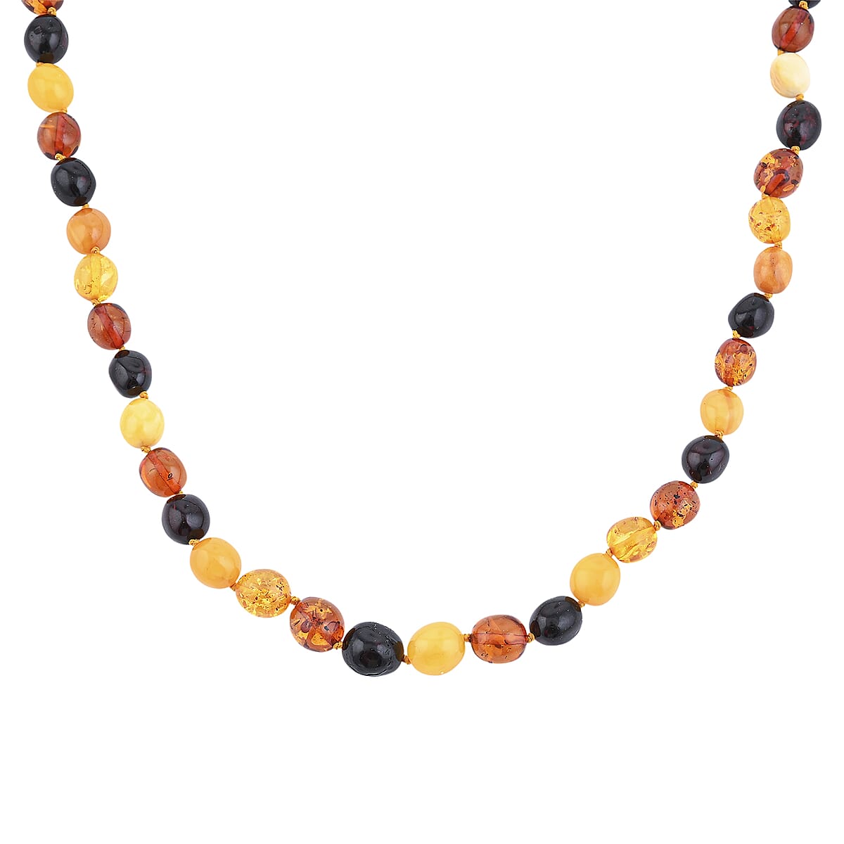 Multi Color Amber Beaded Necklace 26 Inches in Sterling Silver image number 0