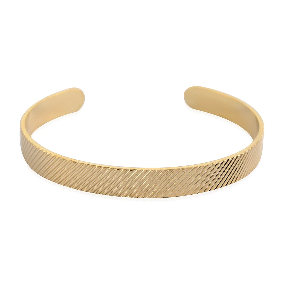 Andante Line Patterned Cuff Bracelet in Goldtone (7.00 In) image number 0