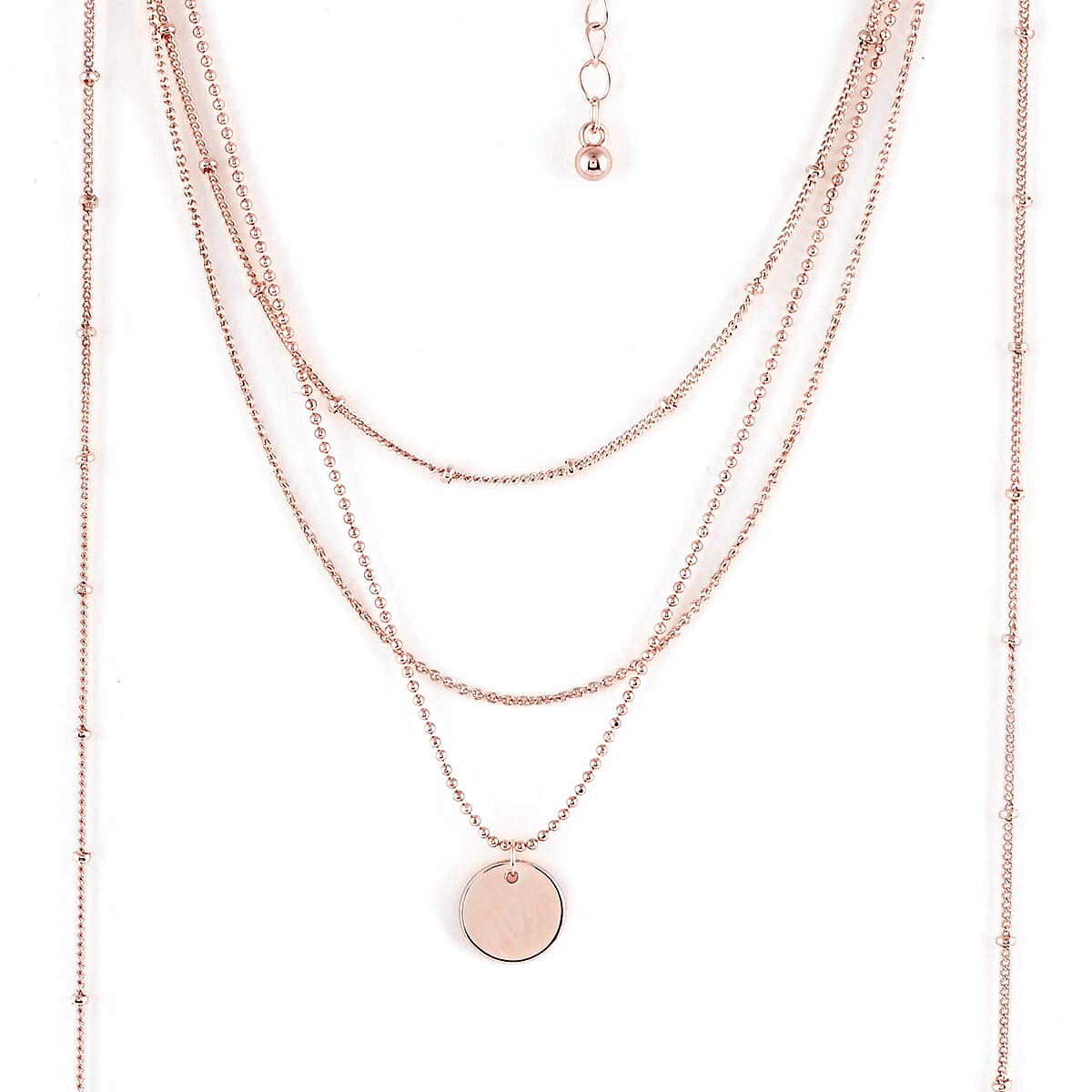 Andante Beaded Draped Coin Tassel Scarf Necklace 18 Inches in Rosetone image number 1