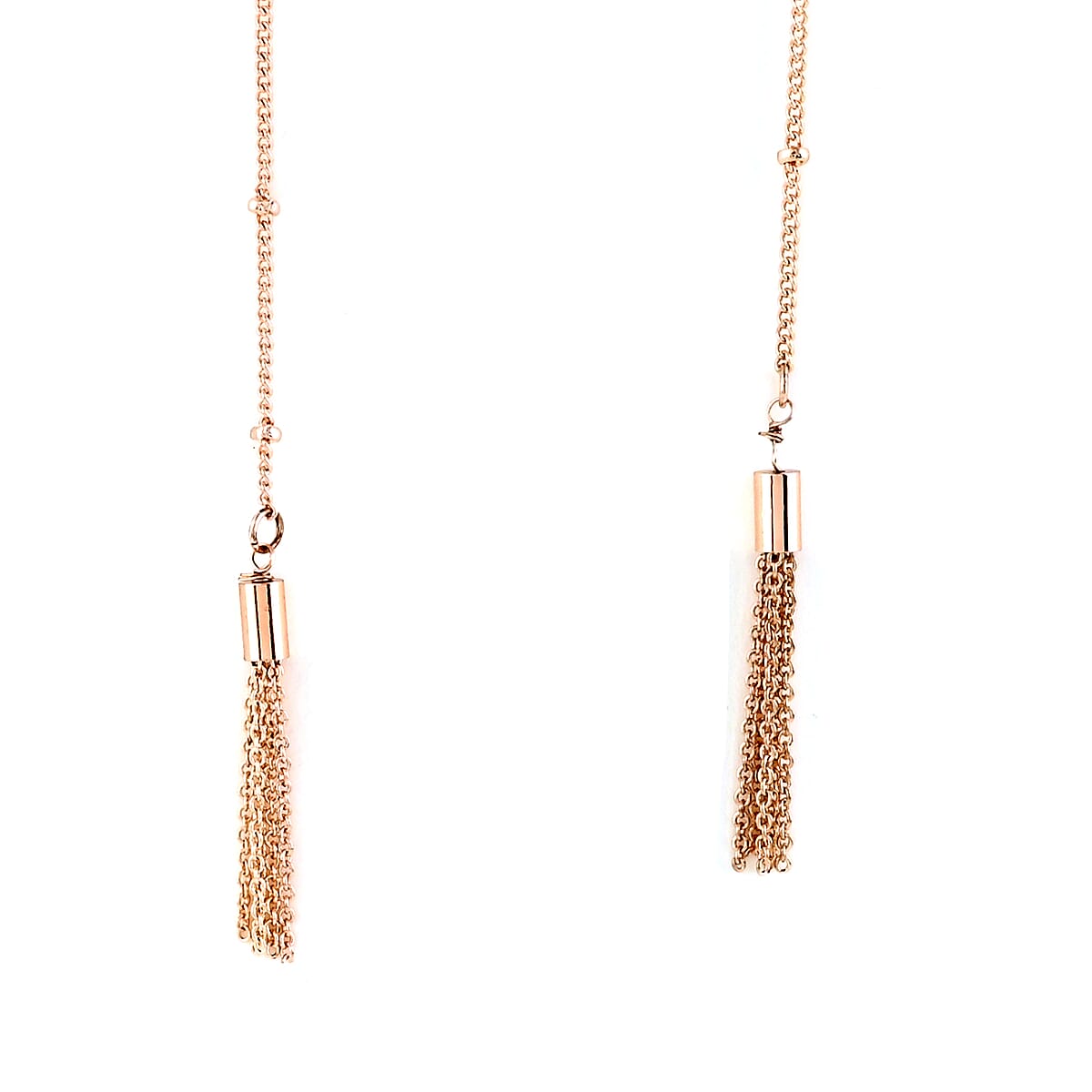 Andante Beaded Draped Coin Tassel Scarf Necklace 18 Inches in Rosetone image number 2