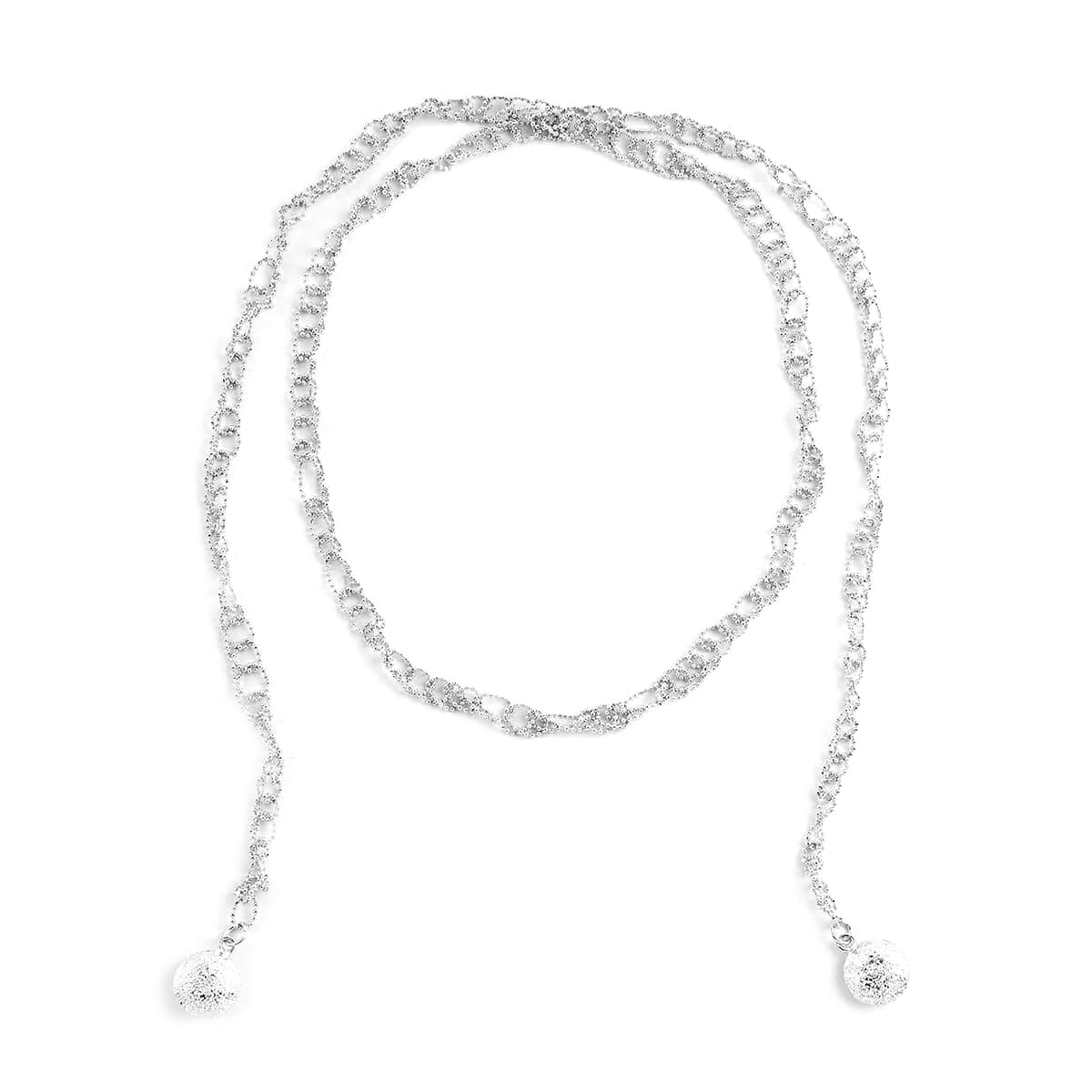 Andante Beaded Chain Scarf Necklace 39 Inches in Silvertone  image number 0