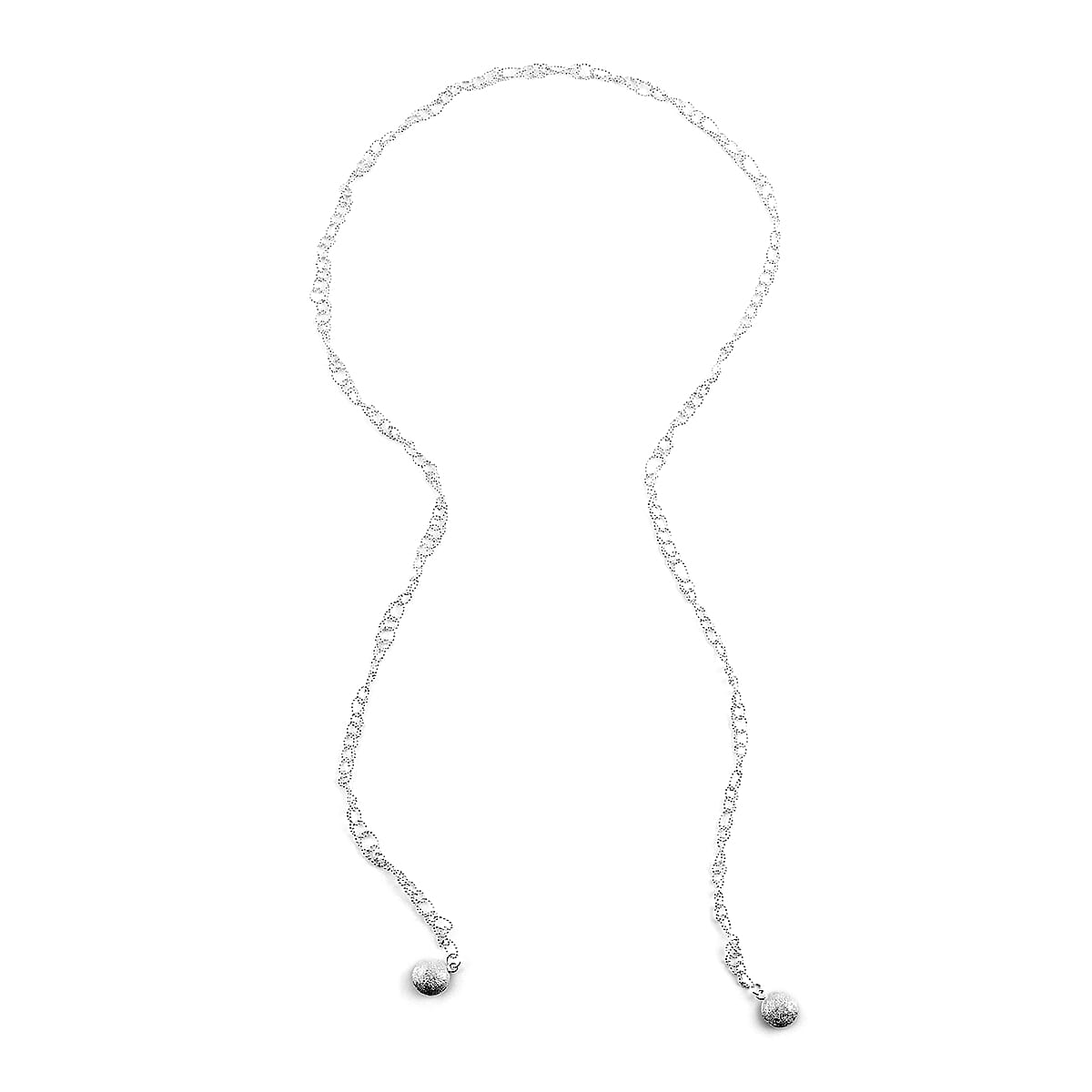 Andante Beaded Chain Scarf Necklace 39 Inches in Silvertone 