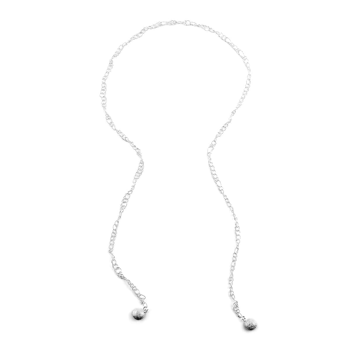 Andante Beaded Chain Scarf Necklace 39 Inches in Silvertone  image number 2