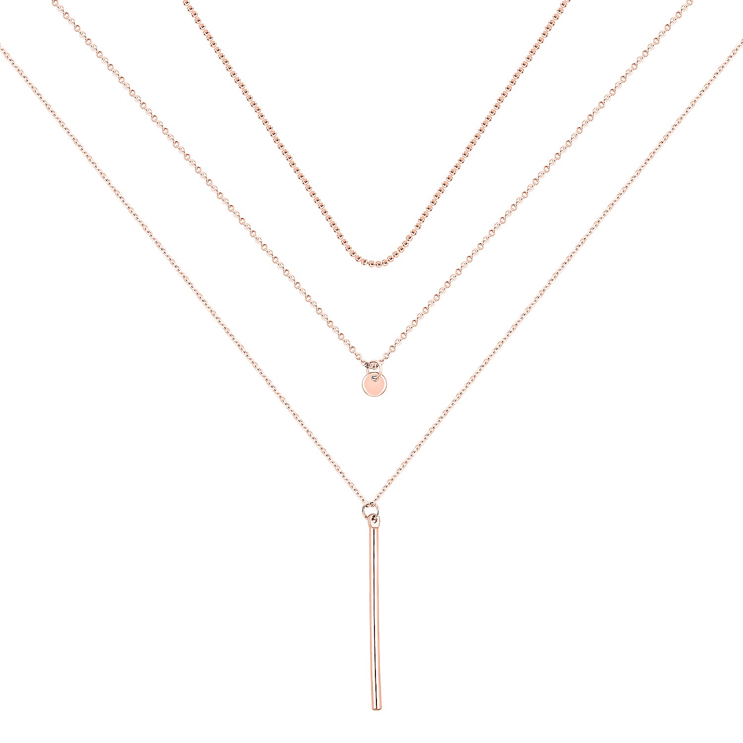 Andante Multi-Piece Layered Necklace 18 Inches in Rosetone