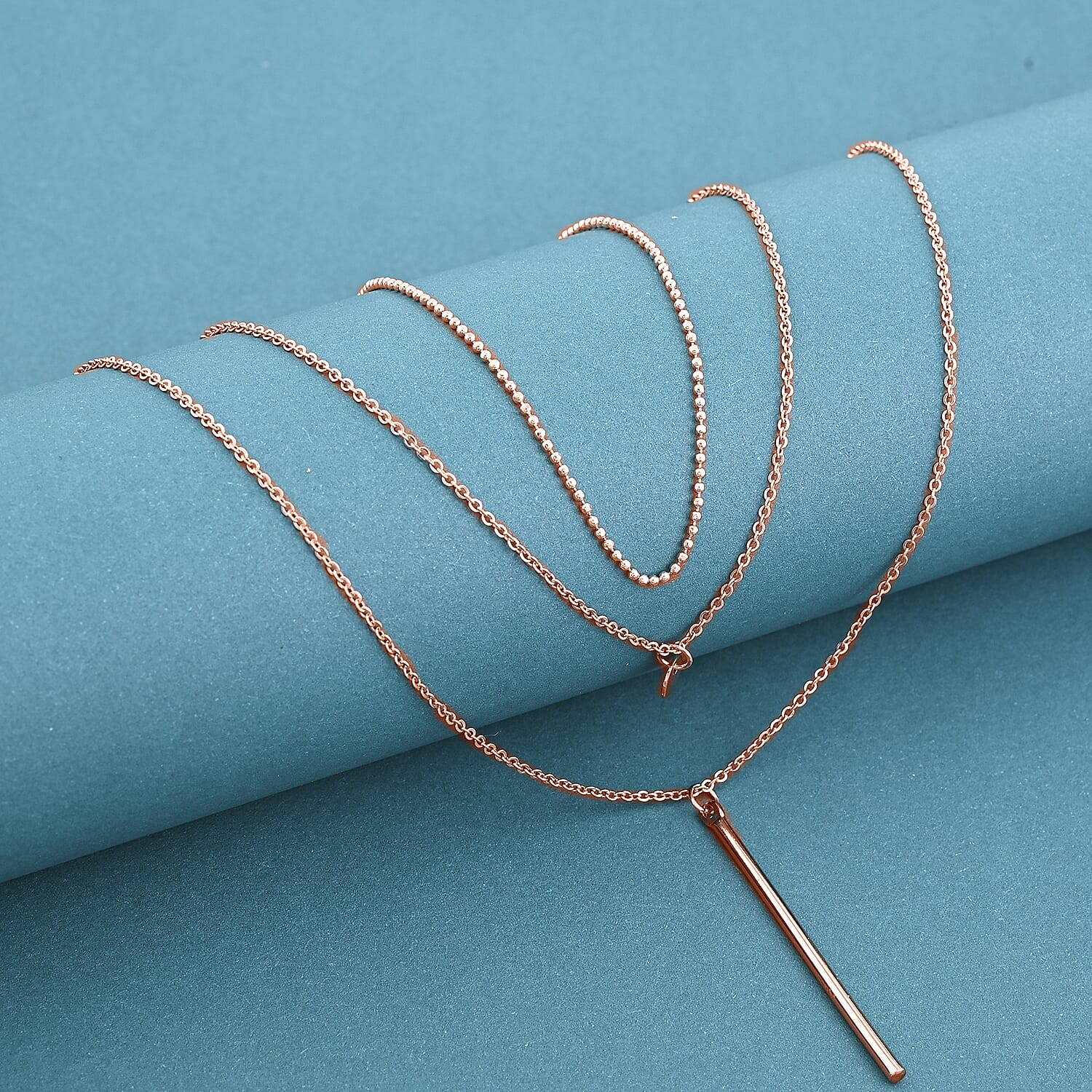 Andante Multi-Piece Layered Necklace 18 Inches in Rosetone