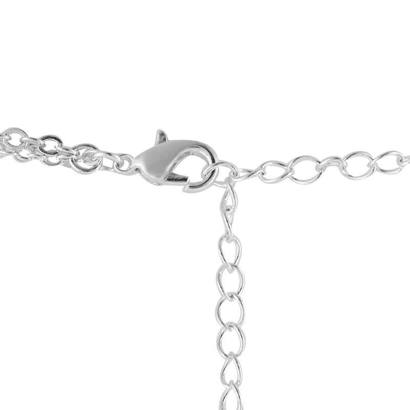 Multi-Layer Hammered Lucky Coin Charms Lariat Necklace 18 Inches in Silvertone