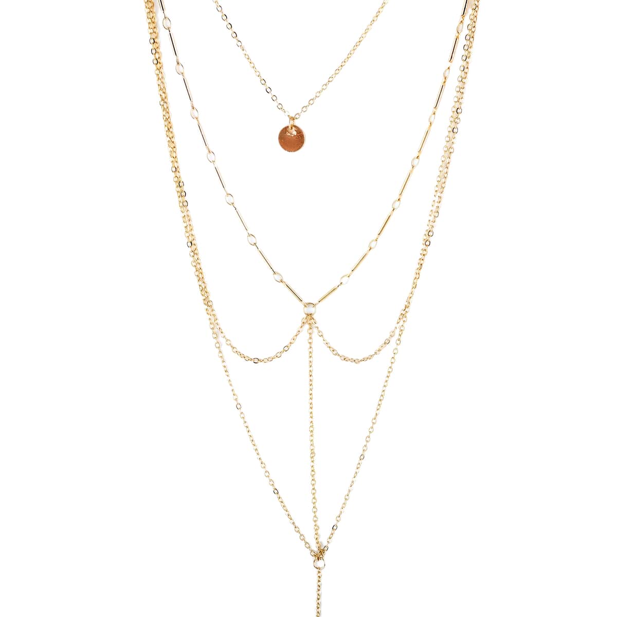 Andante Multi Layer Lariat Necklace 33 Inches in Goldtone image number 0