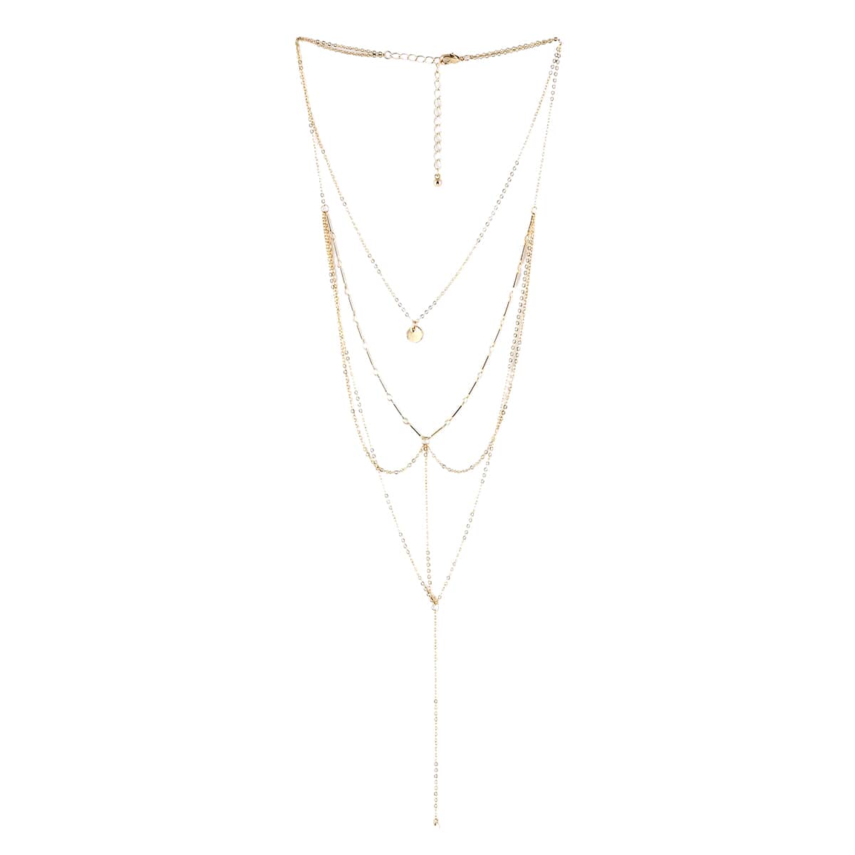 Andante Multi Layer Lariat Necklace 33 Inches in Goldtone image number 3