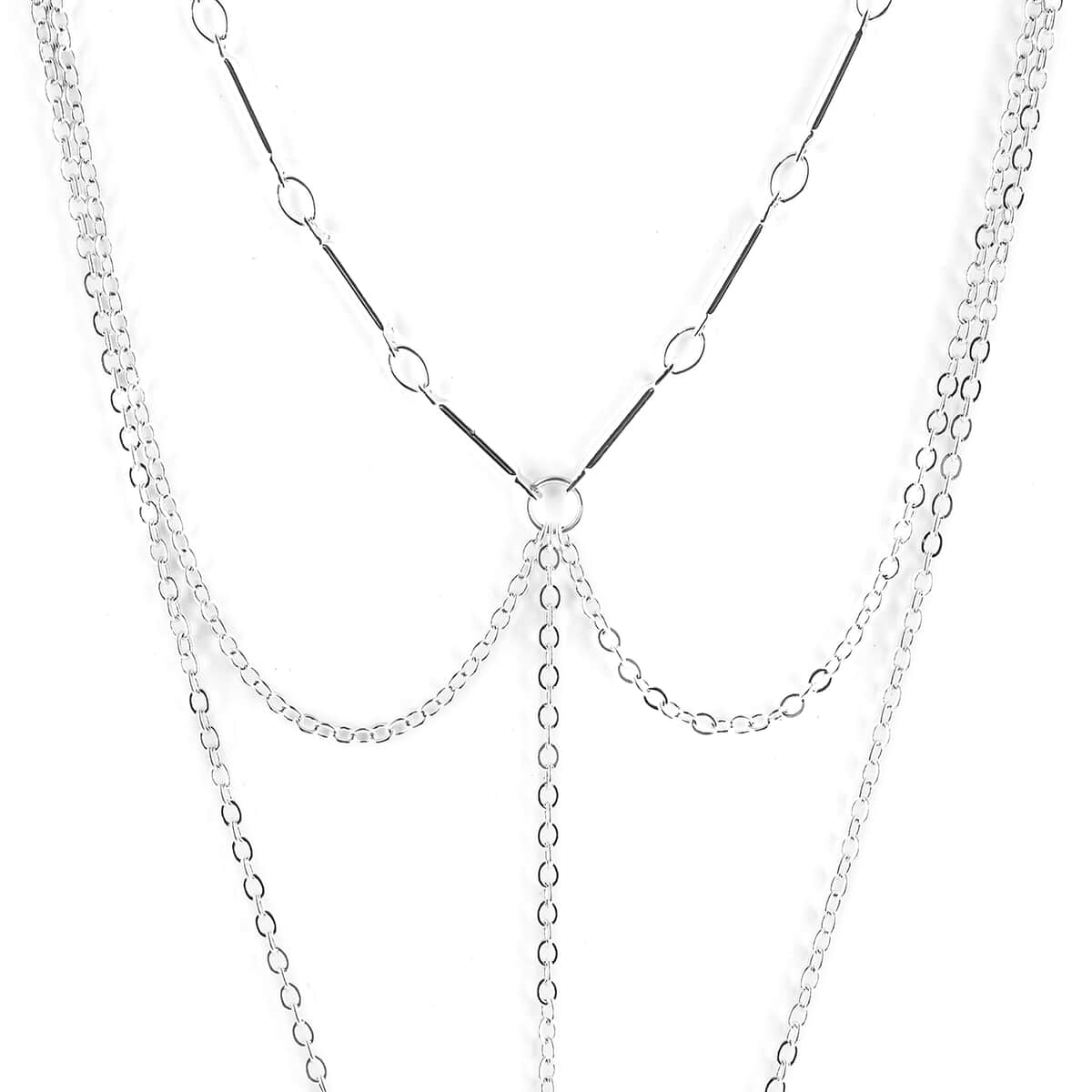 Multi-Layer Hammered Lucky Coin Charms Lariat Necklace 18 Inches in Silvertone image number 1