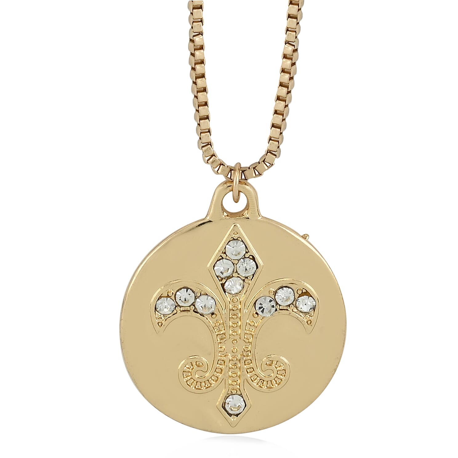Andante Austrian Crystal Fleur-De-Lis Necklace (20 Inches) in Goldtone