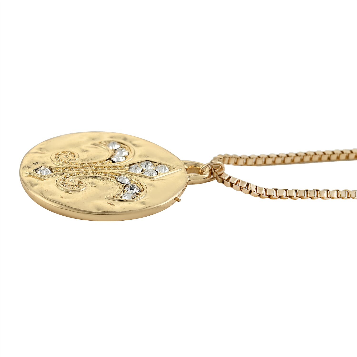 Andante Austrian Crystal Fleur-De-Lis Necklace (20 Inches) in Goldtone