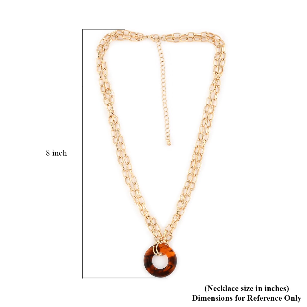 Andante Goldtone Cable Chain Necklace with Brown Acrylic Circle (18 Inches) image number 3