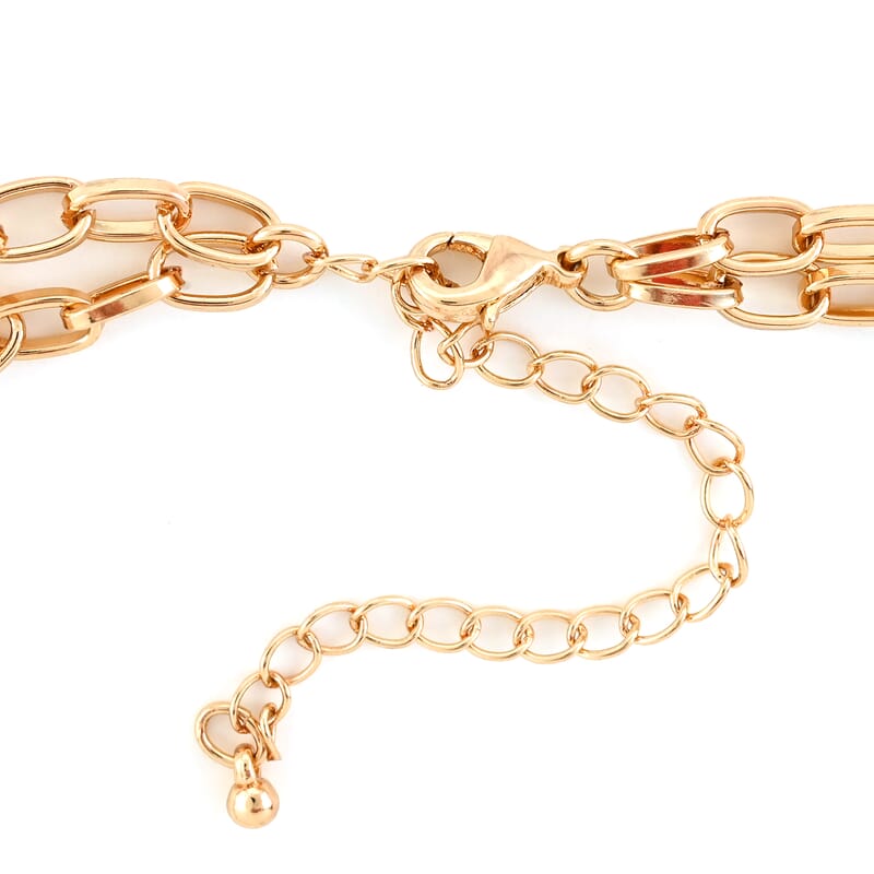 Andante Goldtone Cable Chain Necklace with Honey Marble Circle (18 Inches)