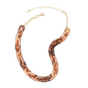Andante Goldtone Brown Acrylic Cable Chain Necklace (16 Inches)