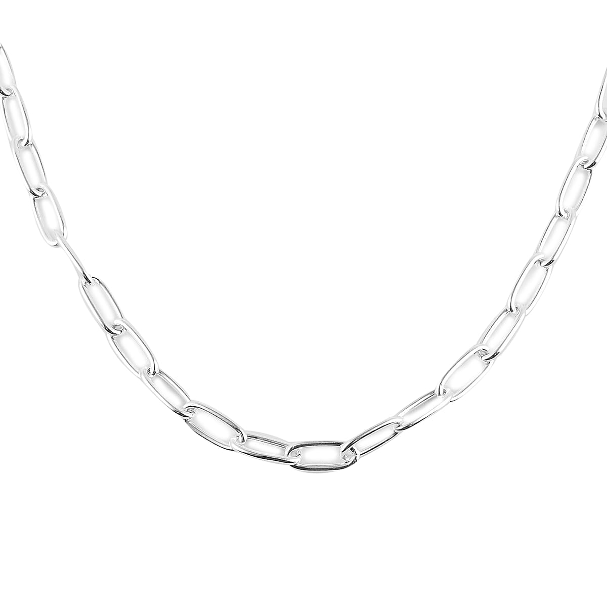 Italian 100 Gauge Paper Clip Link Necklace 16 Inch in Sterling Silver 9 Grams image number 1