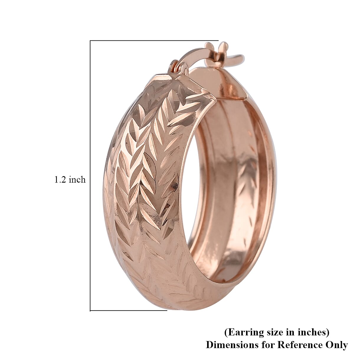 Diamond Cut Hoop Earrings in 14K Rose Gold  Over Sterling Silver 4.30 Grams