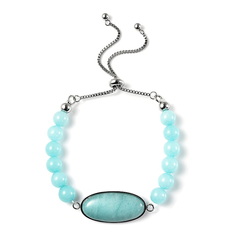 Amazonite Bolo Bracelet in Stainless Steel 59.50 ctw