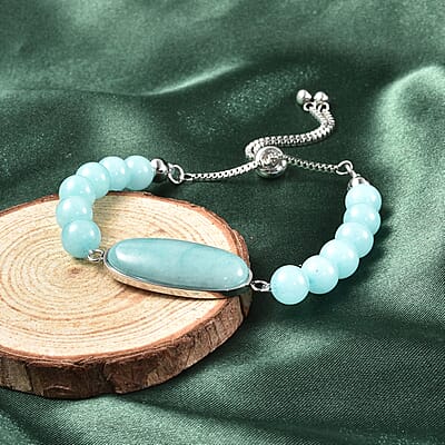 Amazonite Bolo Bracelet in Stainless Steel 59.50 ctw