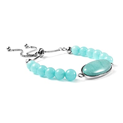 Amazonite Bolo Bracelet in Stainless Steel 59.50 ctw