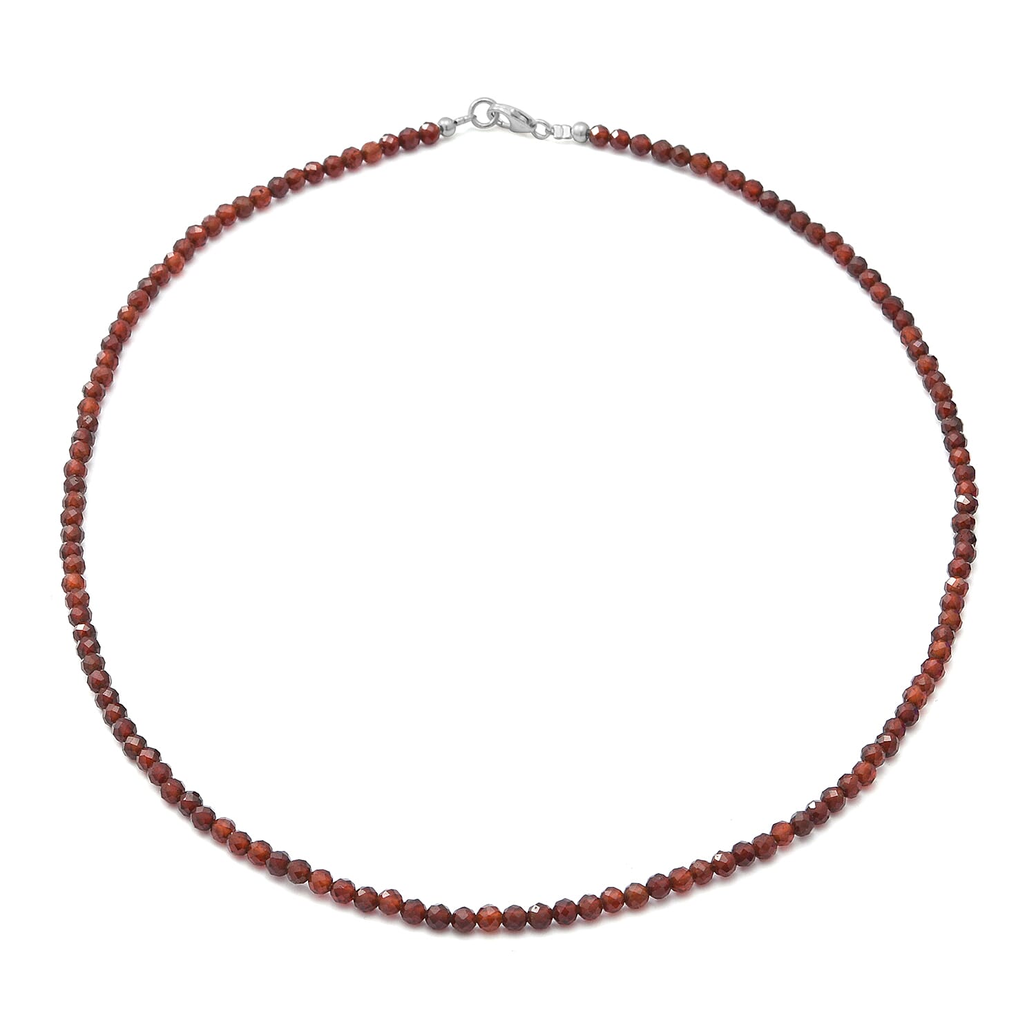 Orissa Rhodolite Garnet Beaded Necklace 18 inches in Sterling Silver 45.00 ctw