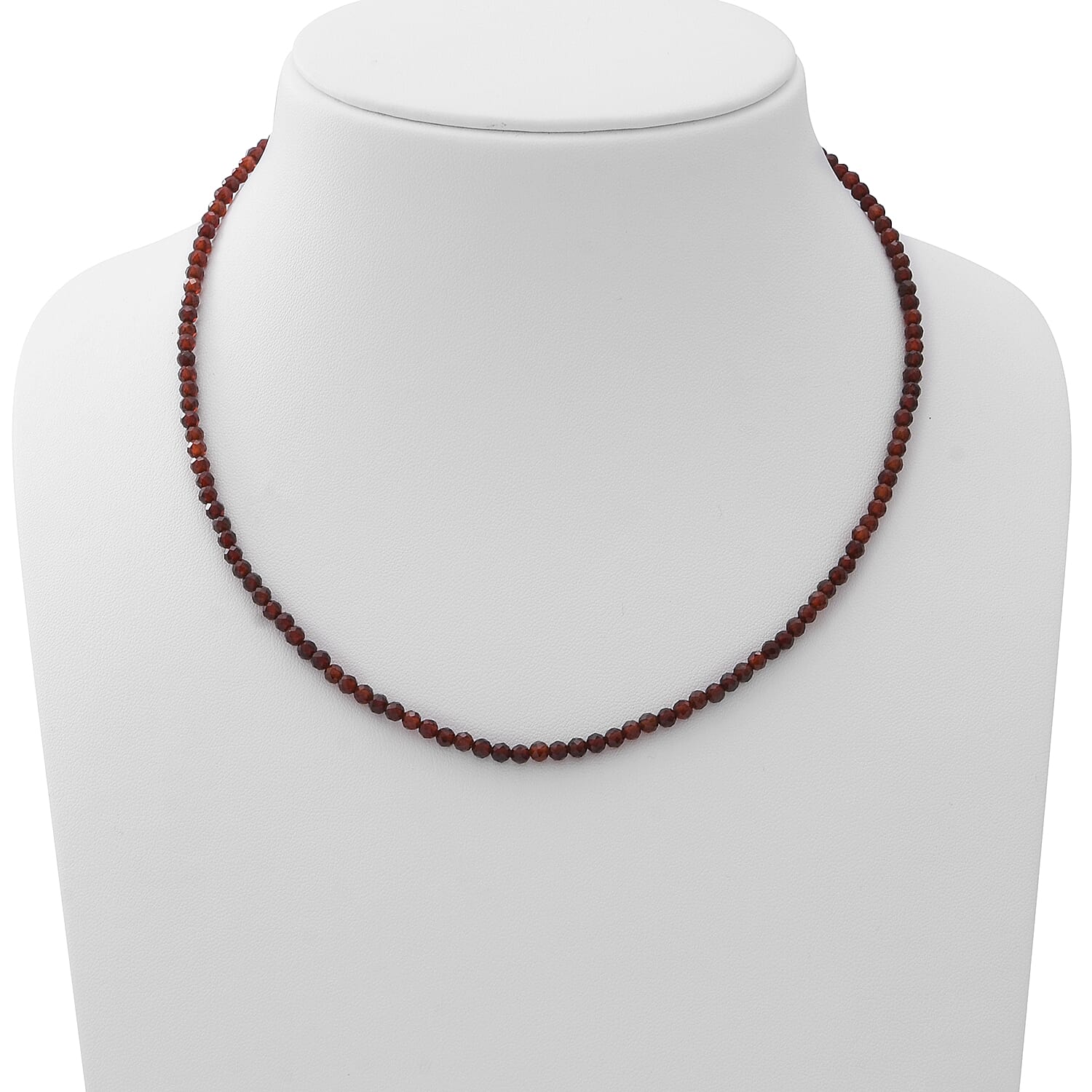Orissa Rhodolite Garnet Beaded Necklace 18 inches in Sterling Silver 45.00 ctw