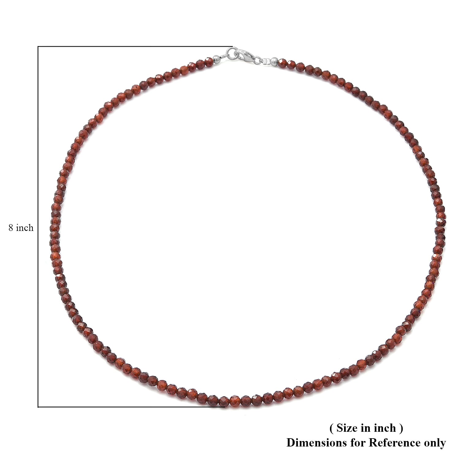 Orissa Rhodolite Garnet Beaded Necklace 18 inches in Sterling Silver 45.00 ctw