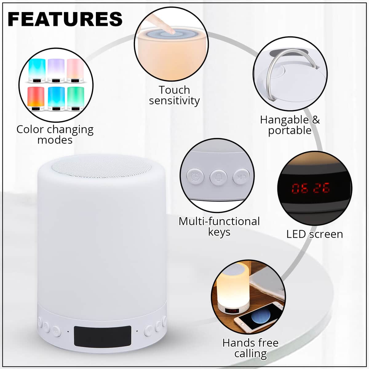 White Noise Multi-functional LED Light Bluetooth Speaker image number 2