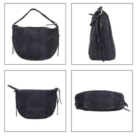 Union Code Navy 100% Genuine Leather Hobo Bag , Woven Leather Hobo Beach Bag , Hobo Messenger Bag , Minimalist Vintage Hobo Bag image number 5
