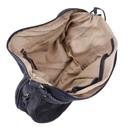 Union Code Navy 100% Genuine Leather Hobo Bag , Woven Leather Hobo Beach Bag , Hobo Messenger Bag , Minimalist Vintage Hobo Bag image number 6