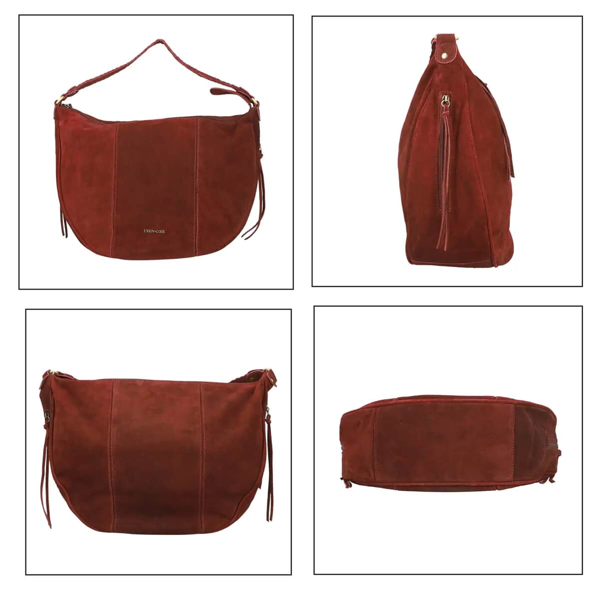 Union Code Wine 100% Genuine Leather Hobo Bag, Woven Leather Hobo Beach Bag, Hobo Messenger Bag, Minimalist Vintage Hobo Bag image number 5
