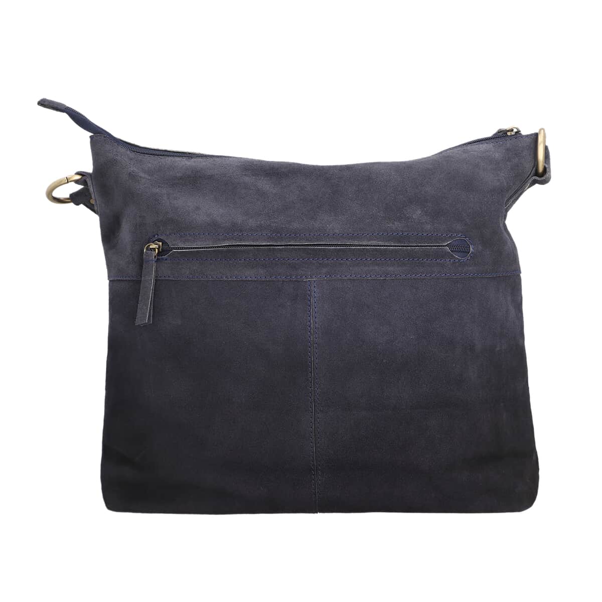 Black 100% Genuine Leather Hobo Bag (15.5"x12"x4") image number 4