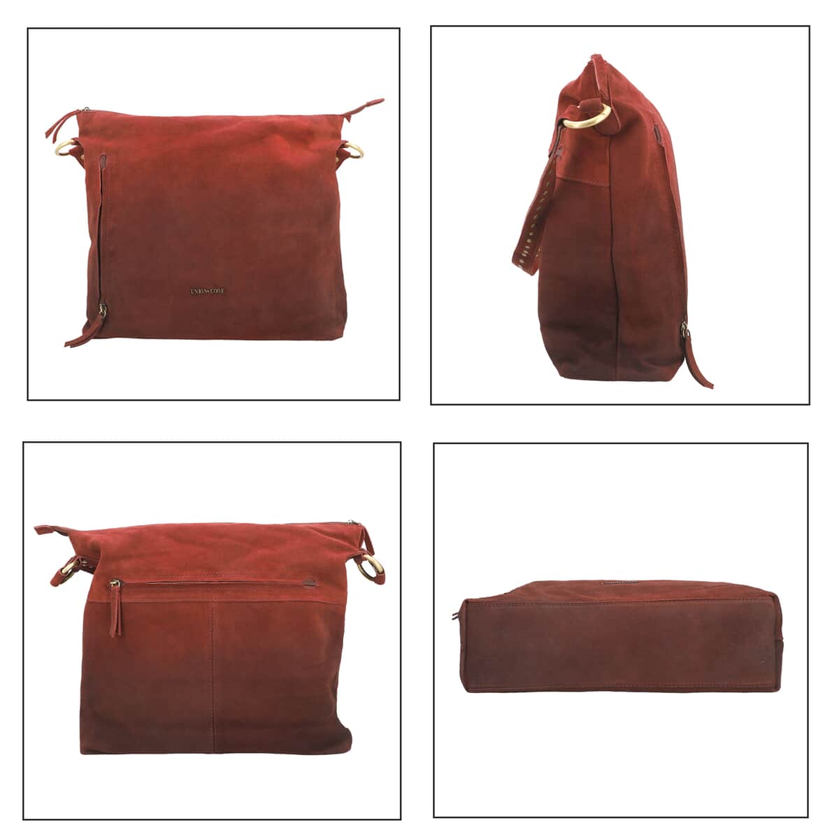 Union Code Burgundy 100% Genuine Leather Hobo Bag image number 5