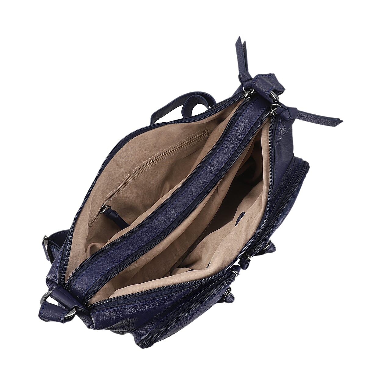 Black 100% Genuine Leather Crossbody Sling Bag (13.5"x7"x3") image number 5