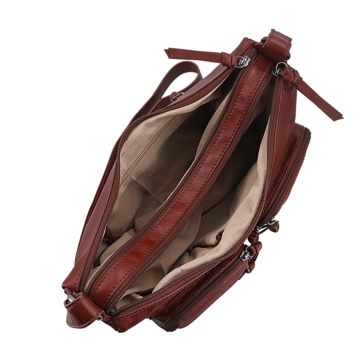 Union Code Wine Red 100% Genuine Leather Crossbody Bag image number 5