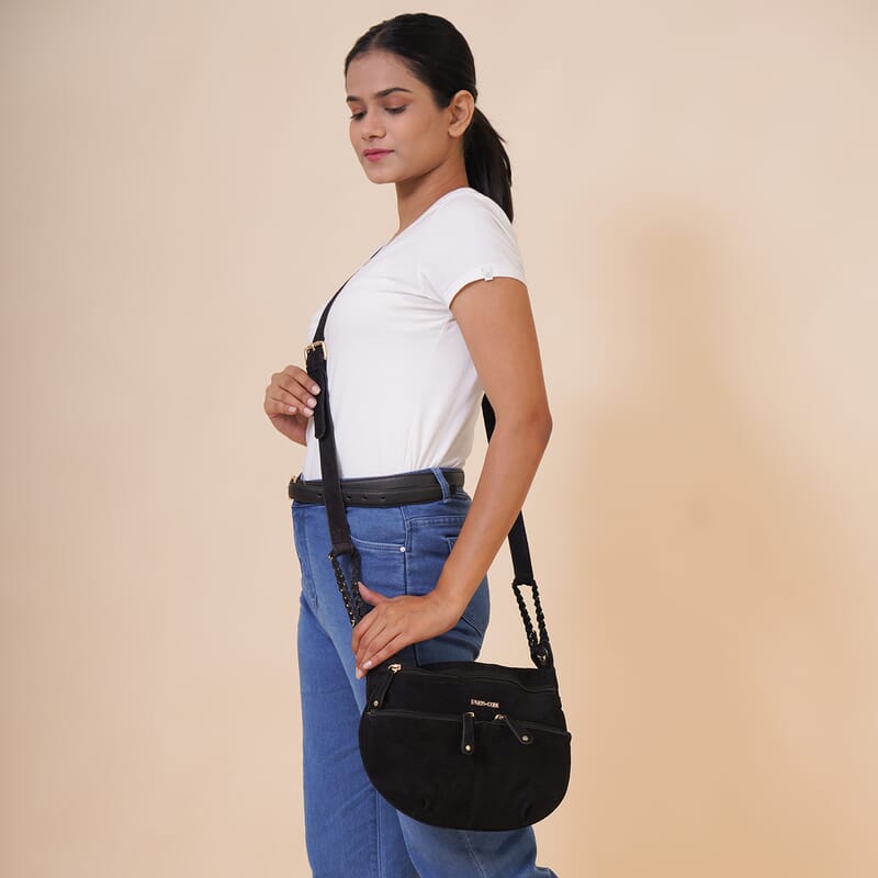 Union Code Black 100% Genuine Leather Crossbody Sling Bag