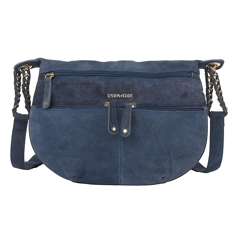 Union Code Navy 100% Genuine Leather Crossbody Sling Bag