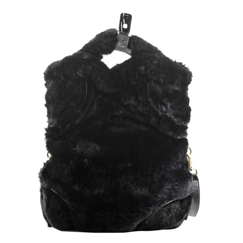 Foley & Corinna Black Hygge Tower Faux Fur FC Lady 2-Ways Use Bag