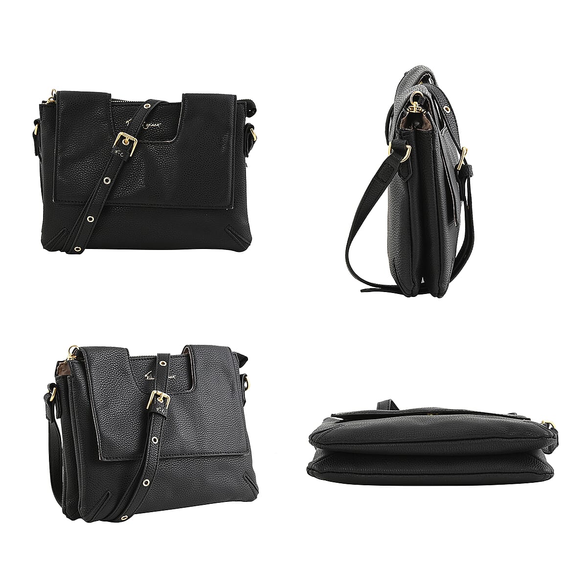 Foley & Corinna Black Vegan Leather Flap Crossbody Bag image number 1