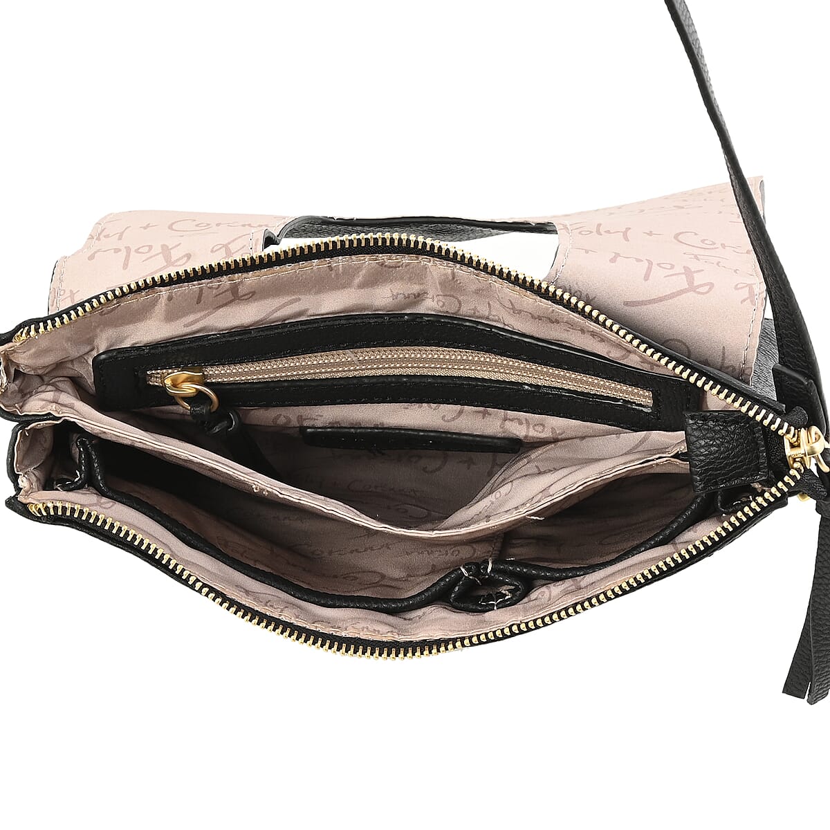 Foley & Corinna Black Vegan Leather Flap Crossbody Bag image number 2