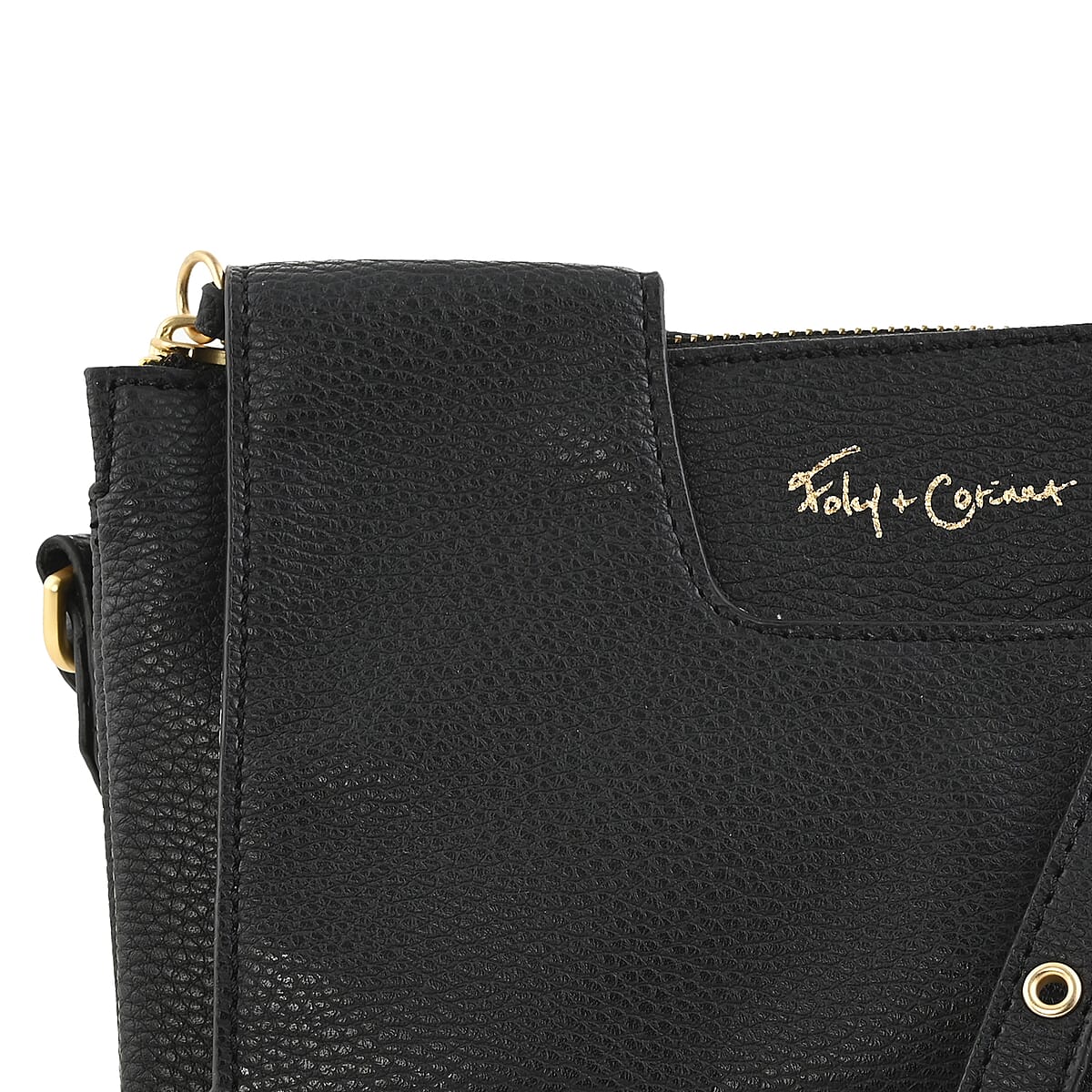 Foley & Corinna Black Vegan Leather Flap Crossbody Bag image number 3