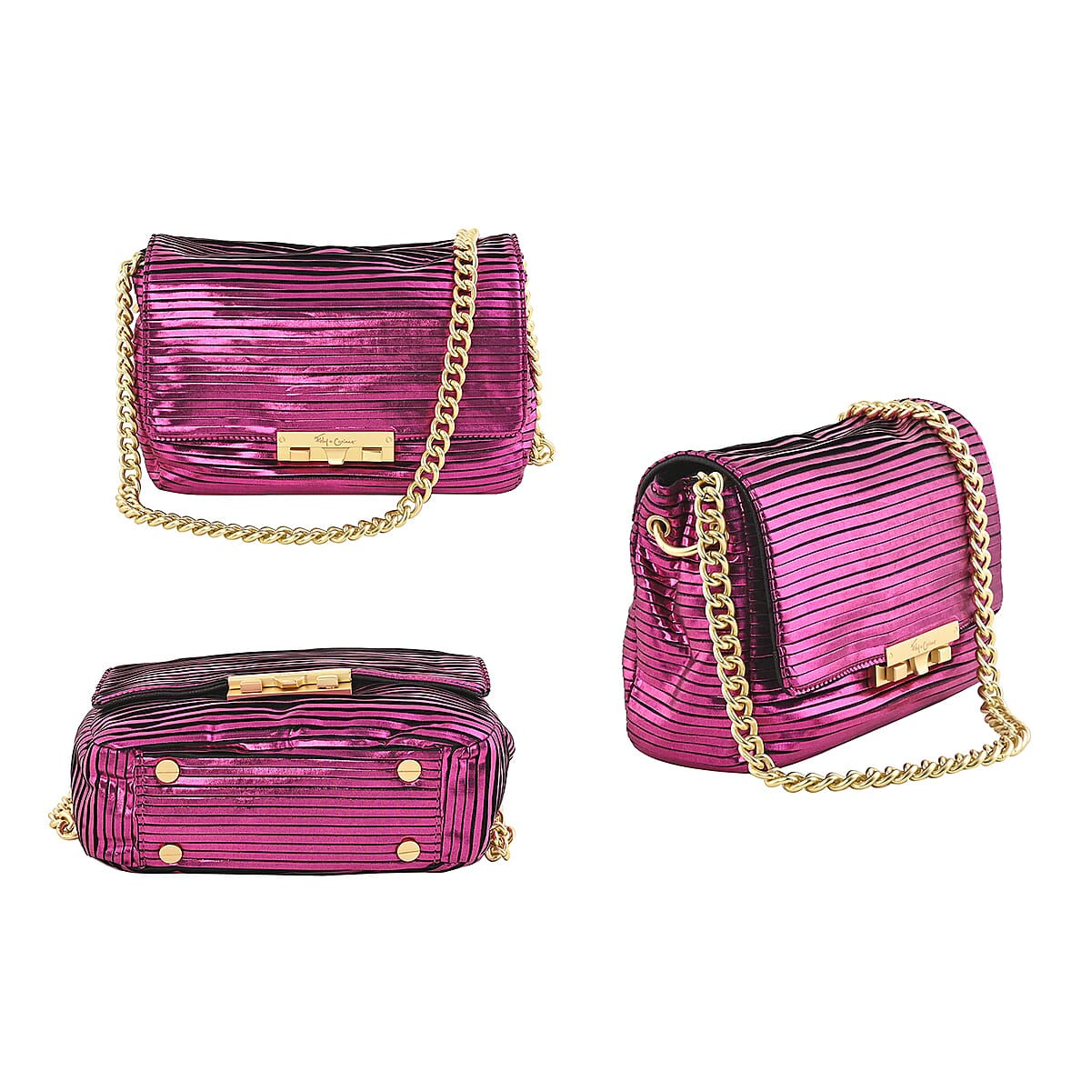 Foley & Corinna Pink Vegan Leather Disco Crossbody Bag image number 1