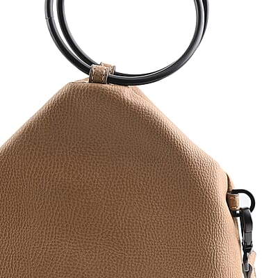 Foley & Corinna Tan Vegan Leather Small Ring Satchel Bag, Cute Satchel Bags, Vintage Satchel, Side Satchel Purse, Vegan Leather Sling Messenger Bag